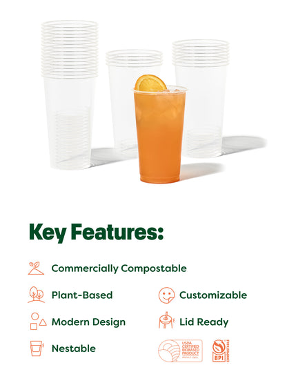 NATURAL 24oz Arena Compostable Cup - Bulk-3