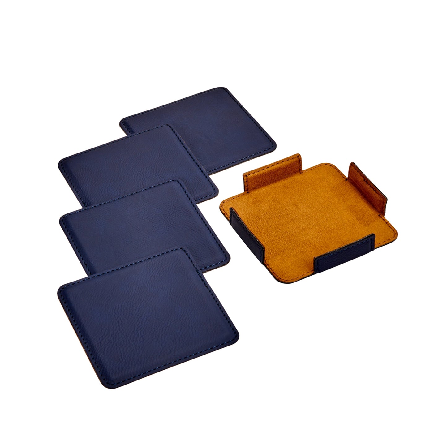 Set Of 4 Leatherette Coasters - Navy by Creative Gifts