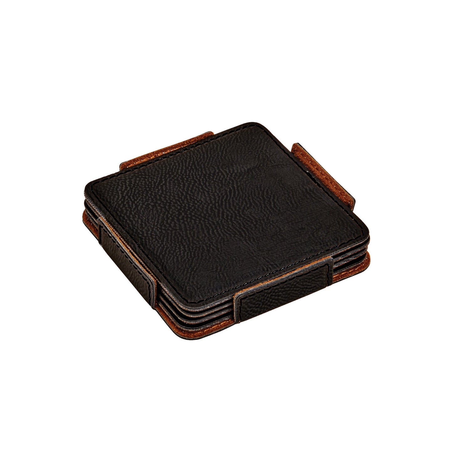 Set Of 4 Leatherette Coasters - Black by Creative Gifts