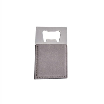 Grey Leatherette Bottle Opener - 3.5" x 2"