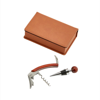 Caramel Leatherette 2-Piece Bar Tool Set - 6.25" x 3.75" by Creative Gifts