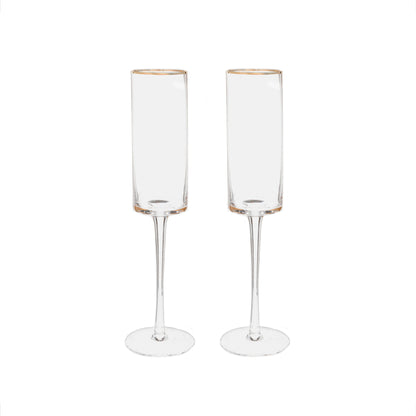 Gold-Rim Champagne Flutes Set - 8 oz by Creative Gifts