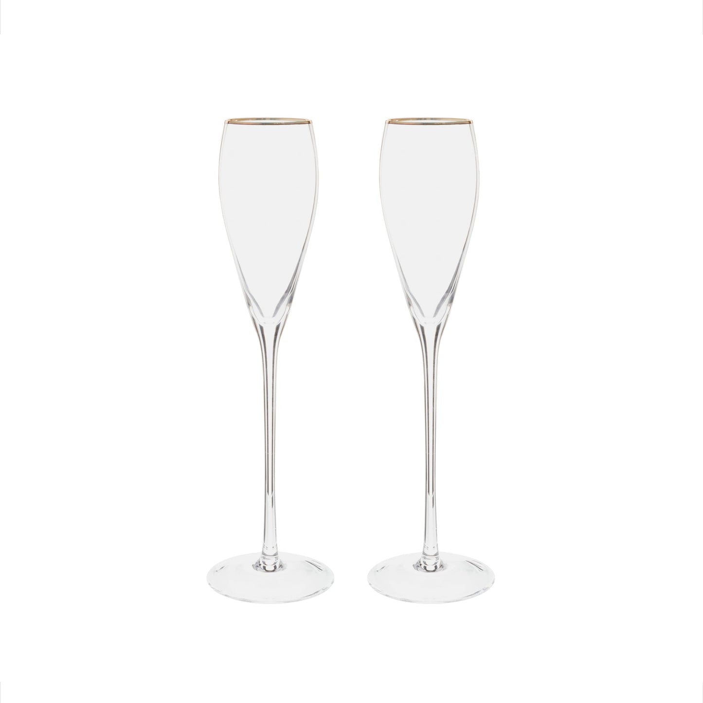 Gold-Rim Tapered Champagne Flutes Set - 8 oz by Creative Gifts