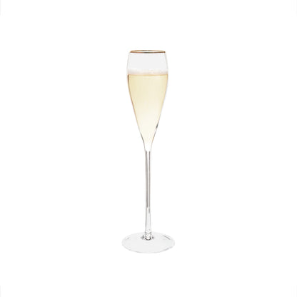 Gold-Rim Tapered Champagne Flutes Set - 8 oz by Creative Gifts