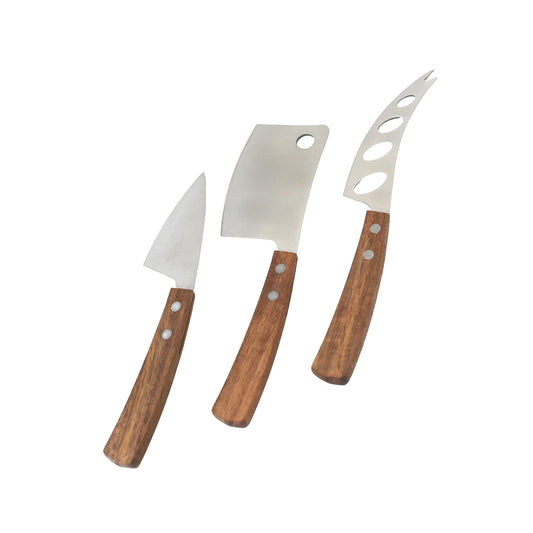3-Piece Cheese Knife Set with Wooden Handles by Creative Gifts