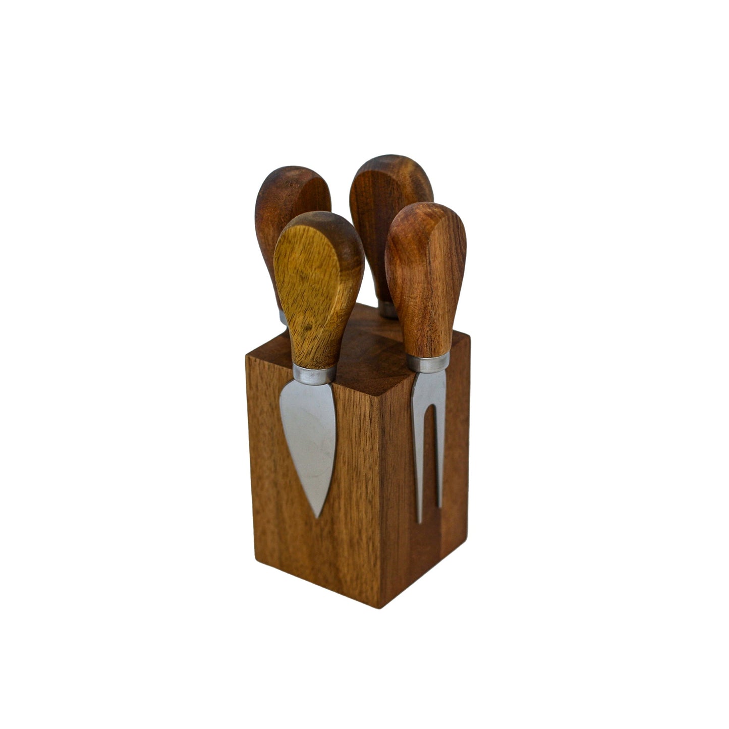 Acacia Wood Block with 4 Cheese Tools by Creative Gifts