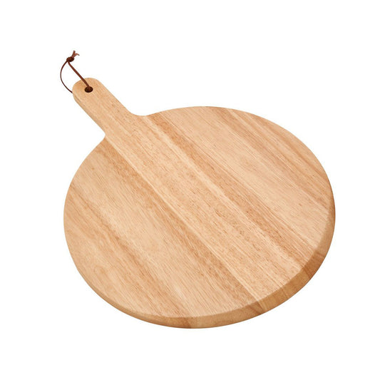 Rubberwood Pizza Board with Handle - 13.5" Diameter by Creative Gifts