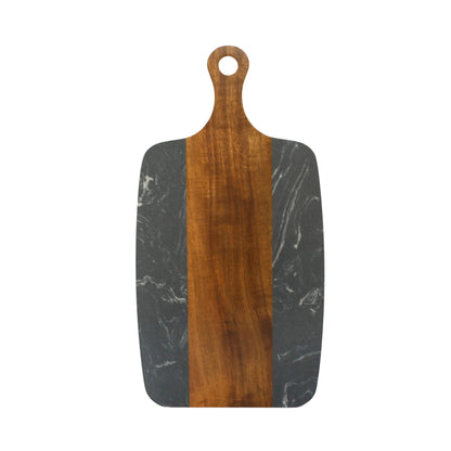 Black Marble and Acacia Wood Center Handled Board by Creative Gifts