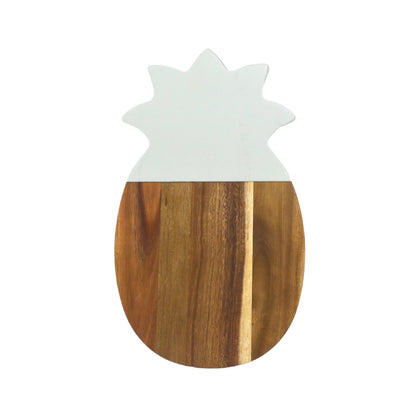 White Marble and Acacia Wood Pineapple Board by Creative Gifts