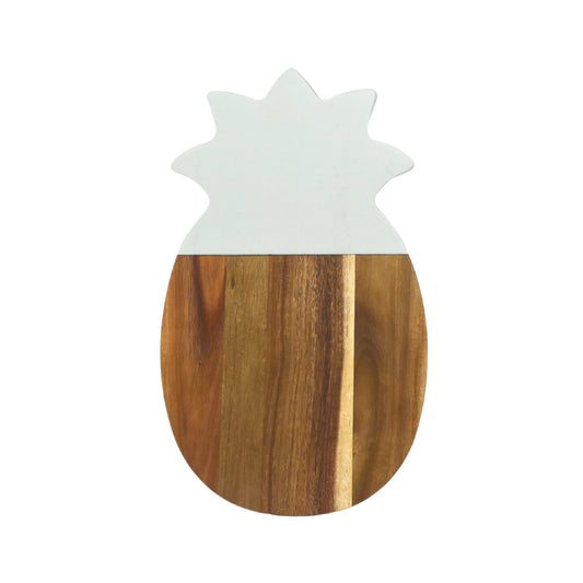 White Marble and Acacia Wood Pineapple Board by Creative Gifts