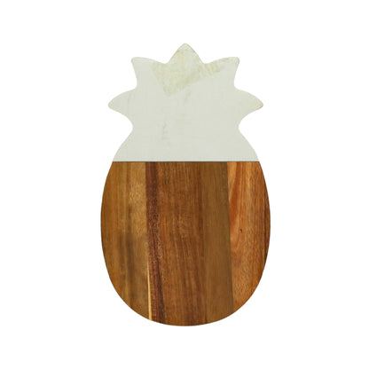 White Marble and Acacia Wood Pineapple Board by Creative Gifts