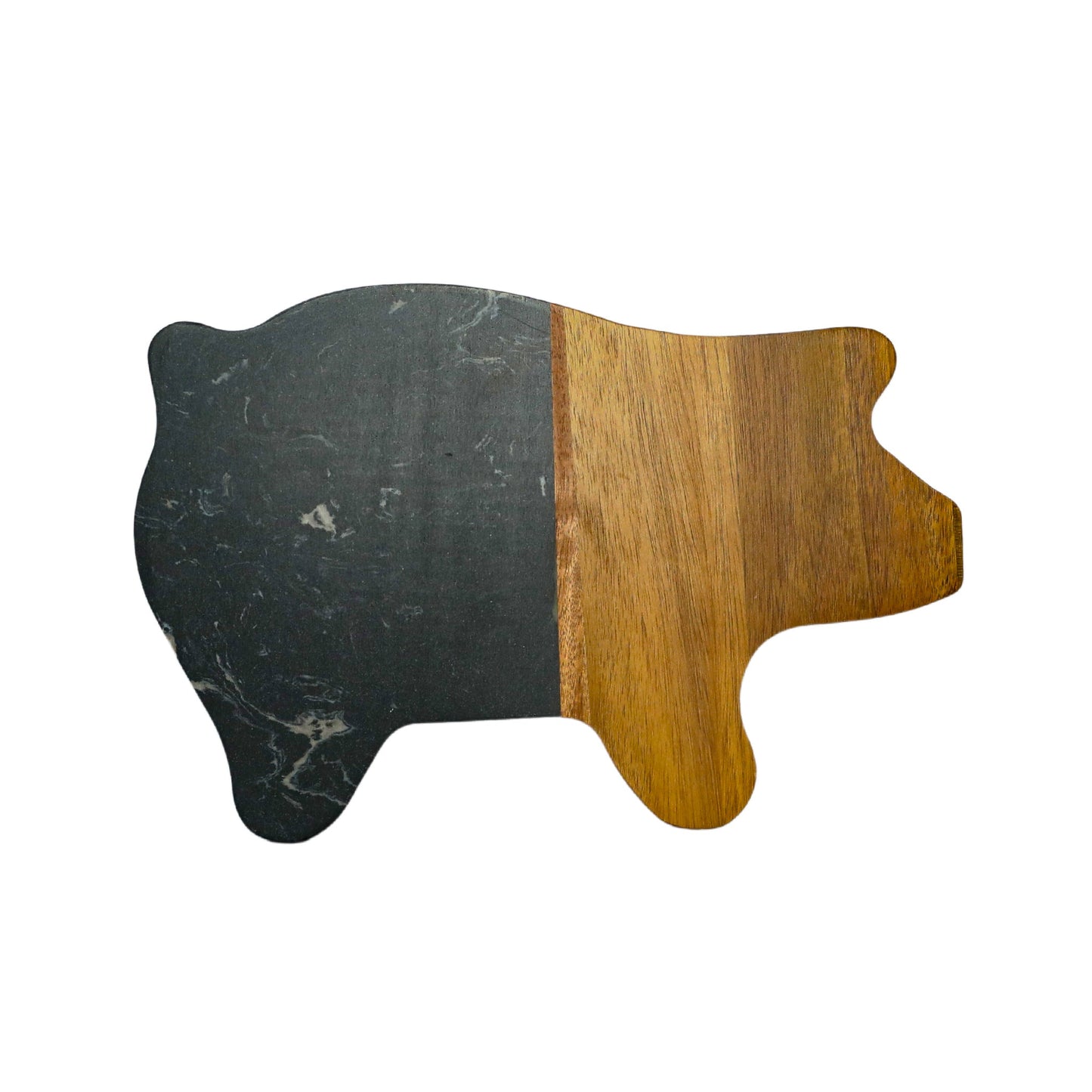 Black Marble and Acacia Wood Pig Board by Creative Gifts