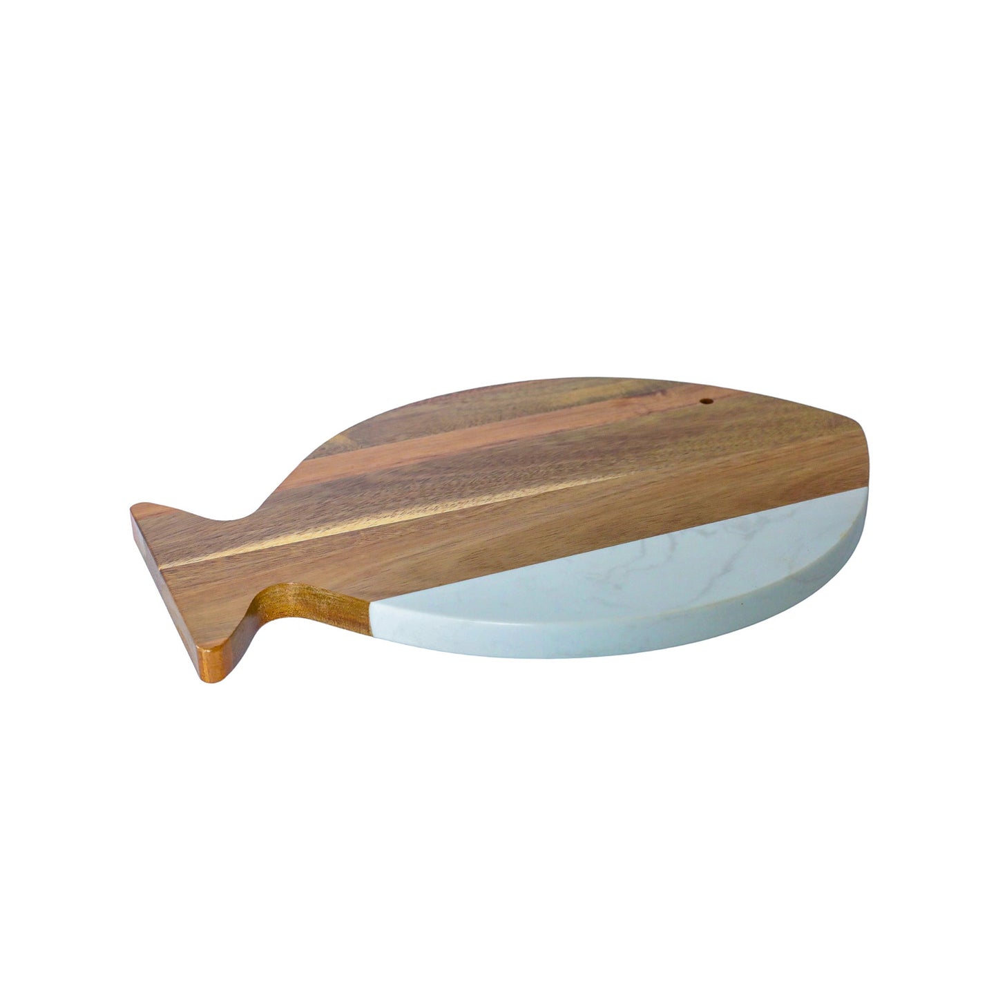 White Marble and Acacia Wood Fish Board by Creative Gifts