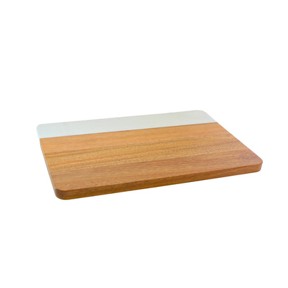 White Marble and Acacia Wood Rectangle Board by Creative Gifts