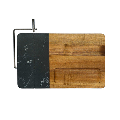 Black Marble and Acacia Wood Board with Slicer by Creative Gifts