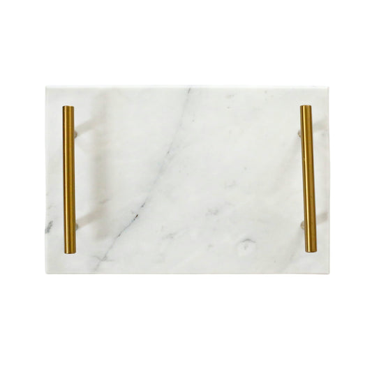 White Marble Board with Gold Handles by Creative Gifts