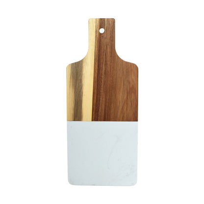White Marble and Acacia Wood Handled Board by Creative Gifts