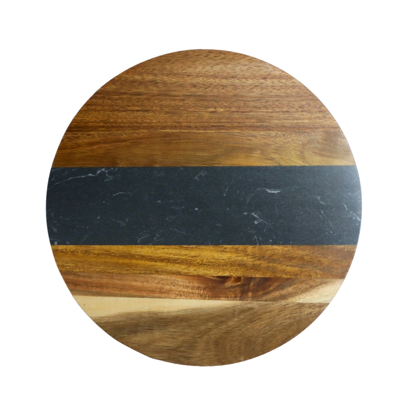 Black Marble and Acacia Wood Round Board - 11" by Creative Gifts