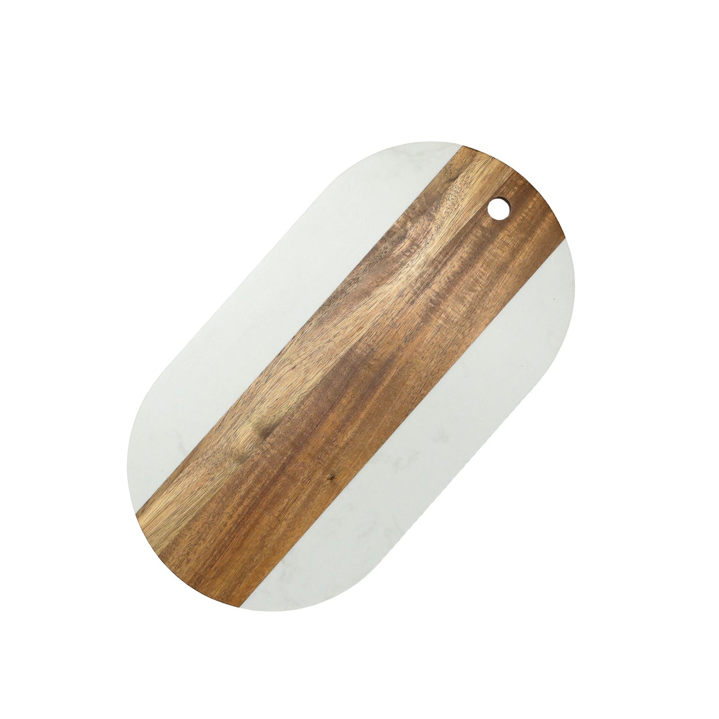 White Marble and Acacia Wood Oval Board by Creative Gifts