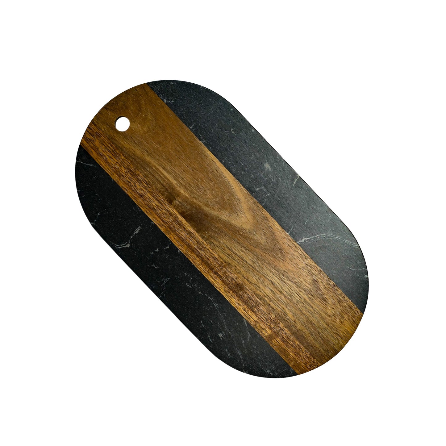 Black Marble and Acacia Wood Oval Board by Creative Gifts