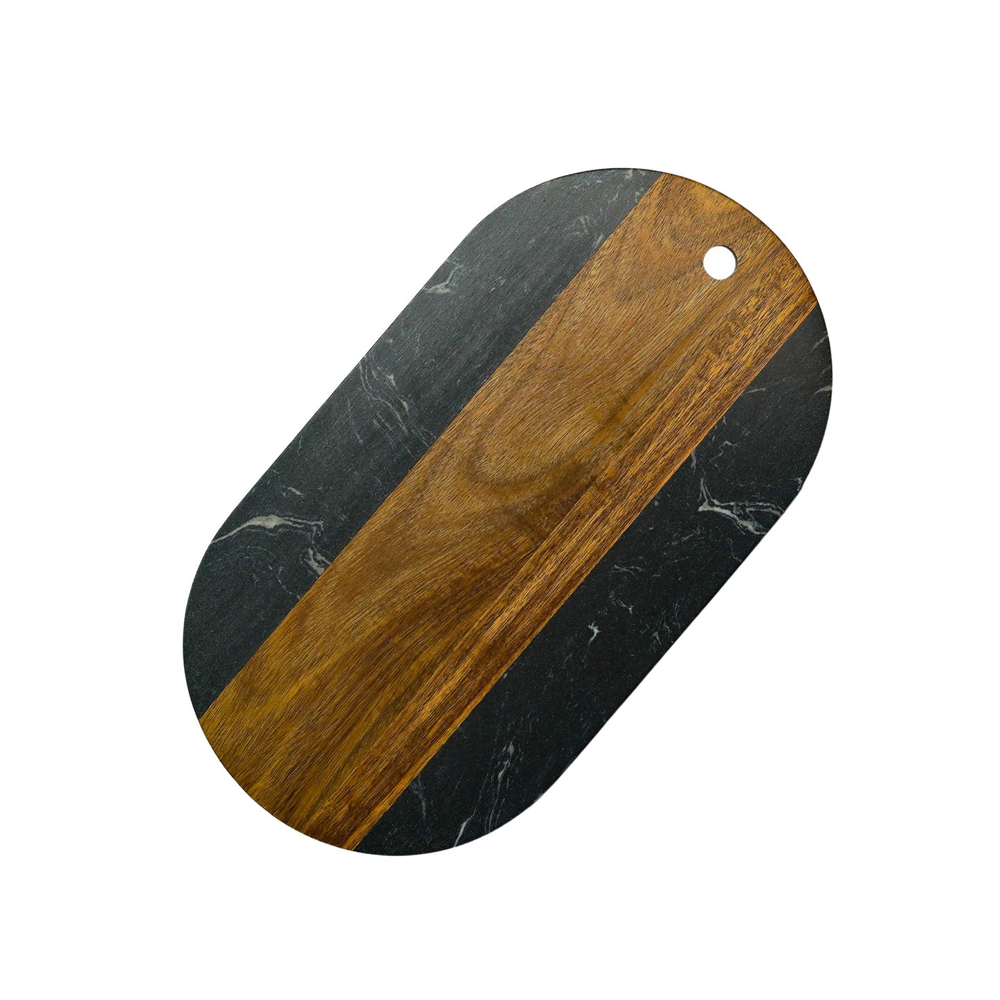 Black Marble and Acacia Wood Oval Board by Creative Gifts