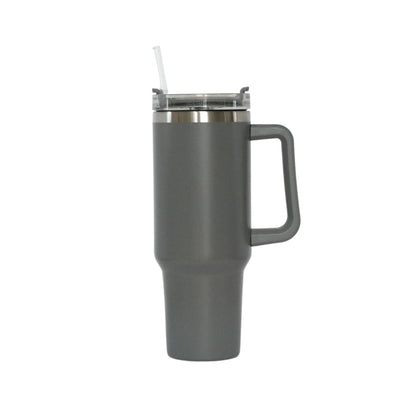 40 Oz Stainless Steel Tumbler with Handle & Straw - Grey by Creative Gifts