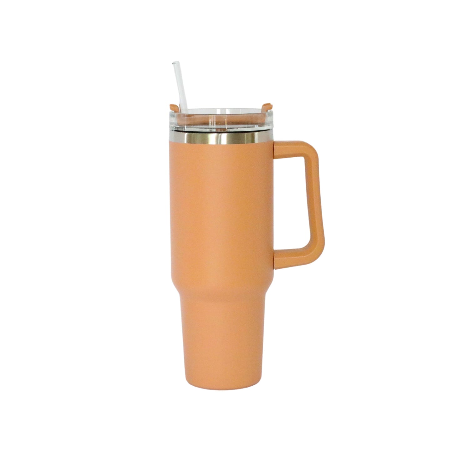 40 Oz Stainless Steel Tumbler with Handle & Straw - Clay by Creative Gifts