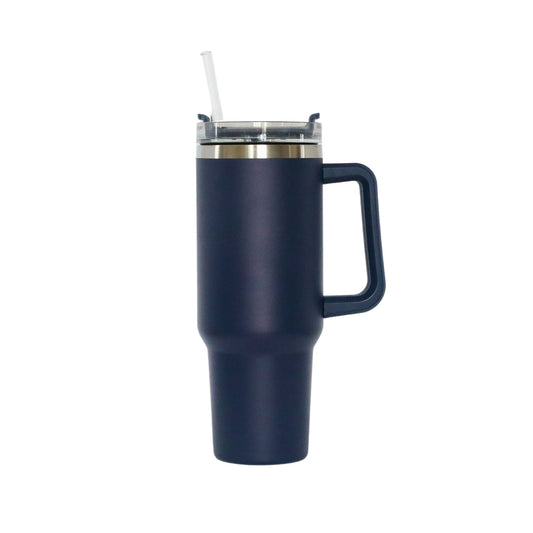 40 Oz Stainless Steel Tumbler with Handle & Straw - Navy by Creative Gifts