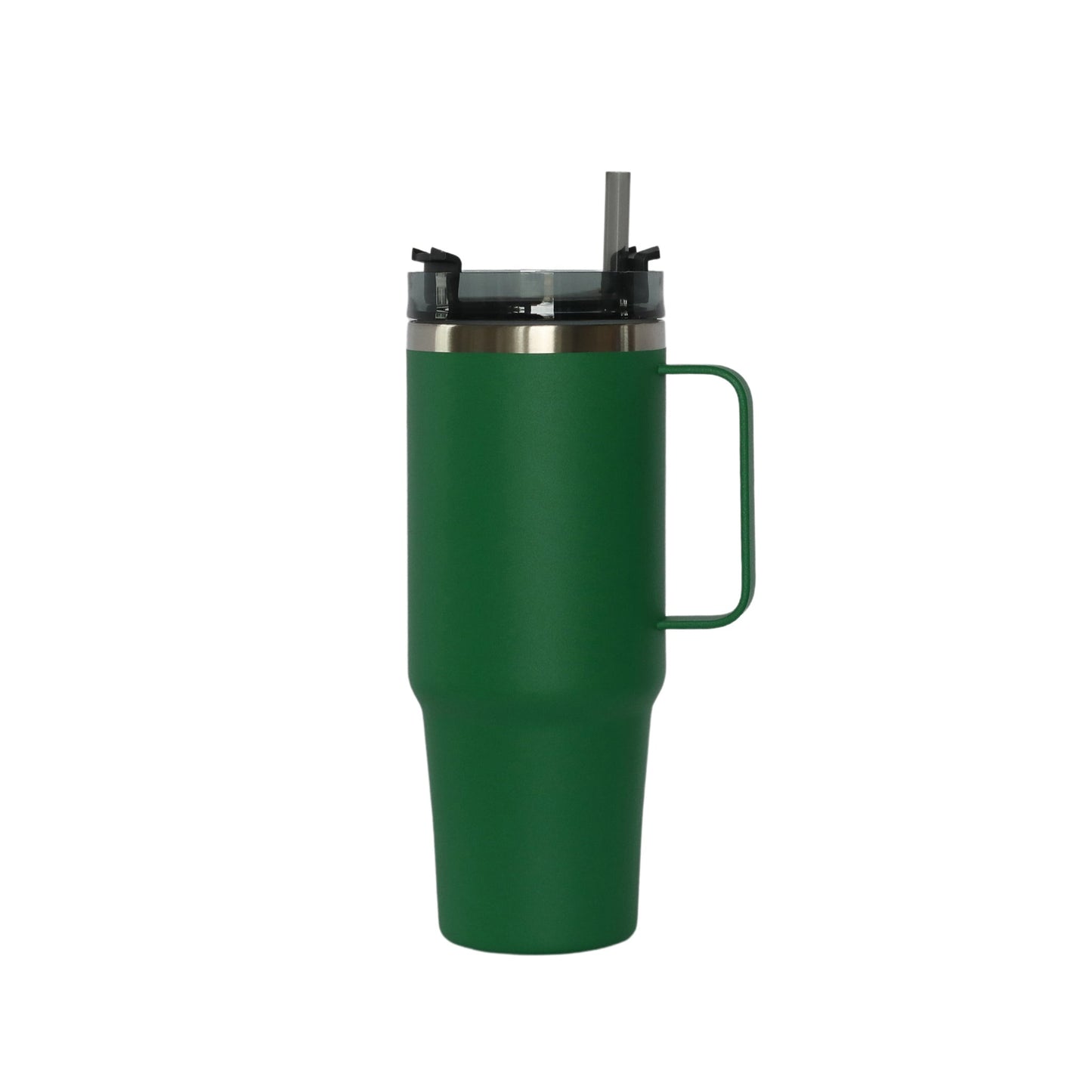 30 Oz Stainless Steel Tumbler with Handle & Straw - Green by Creative Gifts