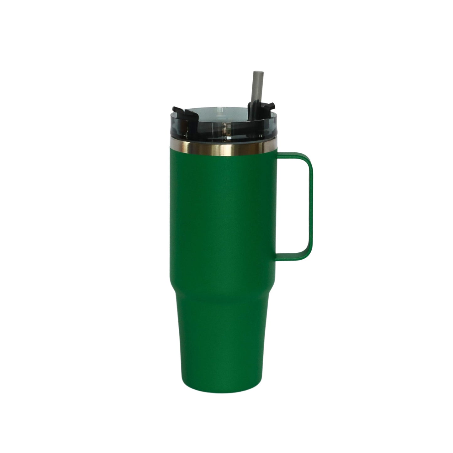 30 Oz Stainless Steel Tumbler with Handle & Straw - Green by Creative Gifts