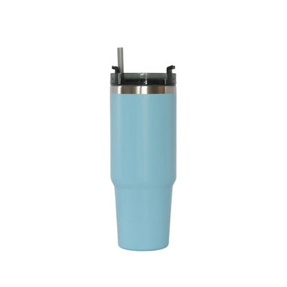 30 Oz Stainless Steel Tumbler with Straw - Light Blue by Creative Gifts