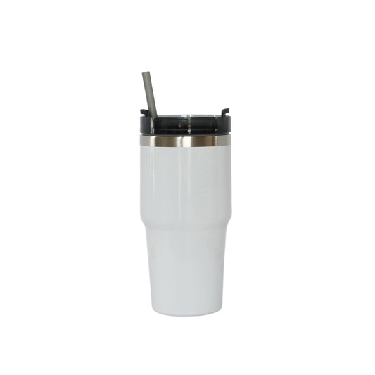 20 Oz Stainless Steel Tumbler with Straw - White by Creative Gifts