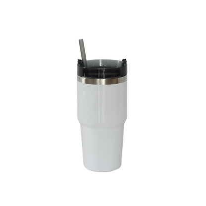 20 Oz Stainless Steel Tumbler with Straw - White by Creative Gifts