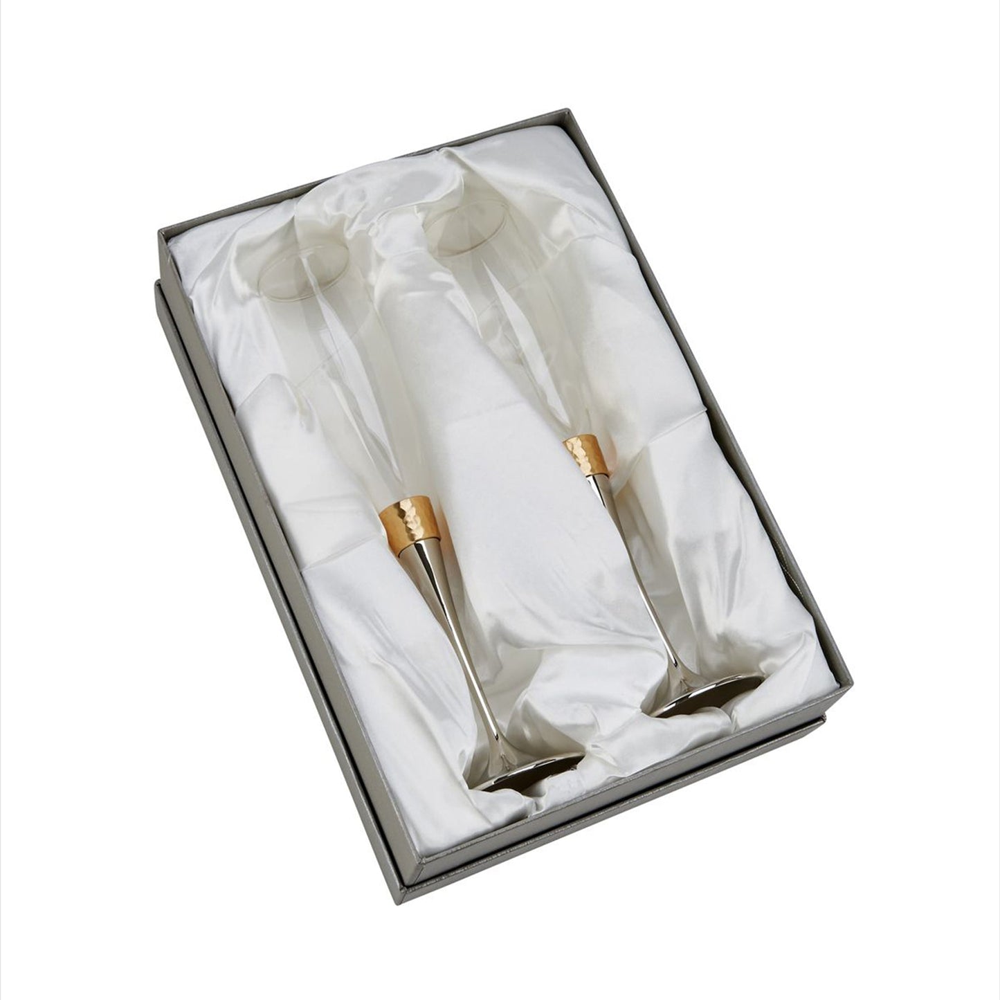 Hammered Gold Band Champagne Flutes Set by Creative Gifts