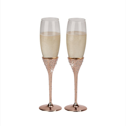 Galaxy Rose Gold Champagne Flutes Set by Creative Gifts