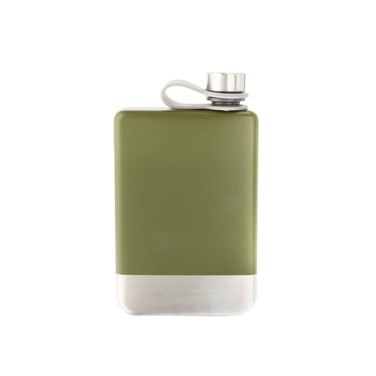 8 oz Green Stainless Steel Flask with Silver Bottom by Creative Gifts