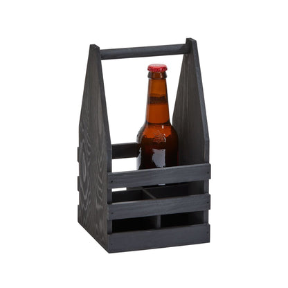 Black Wood 4 Bottle Beverage Caddy