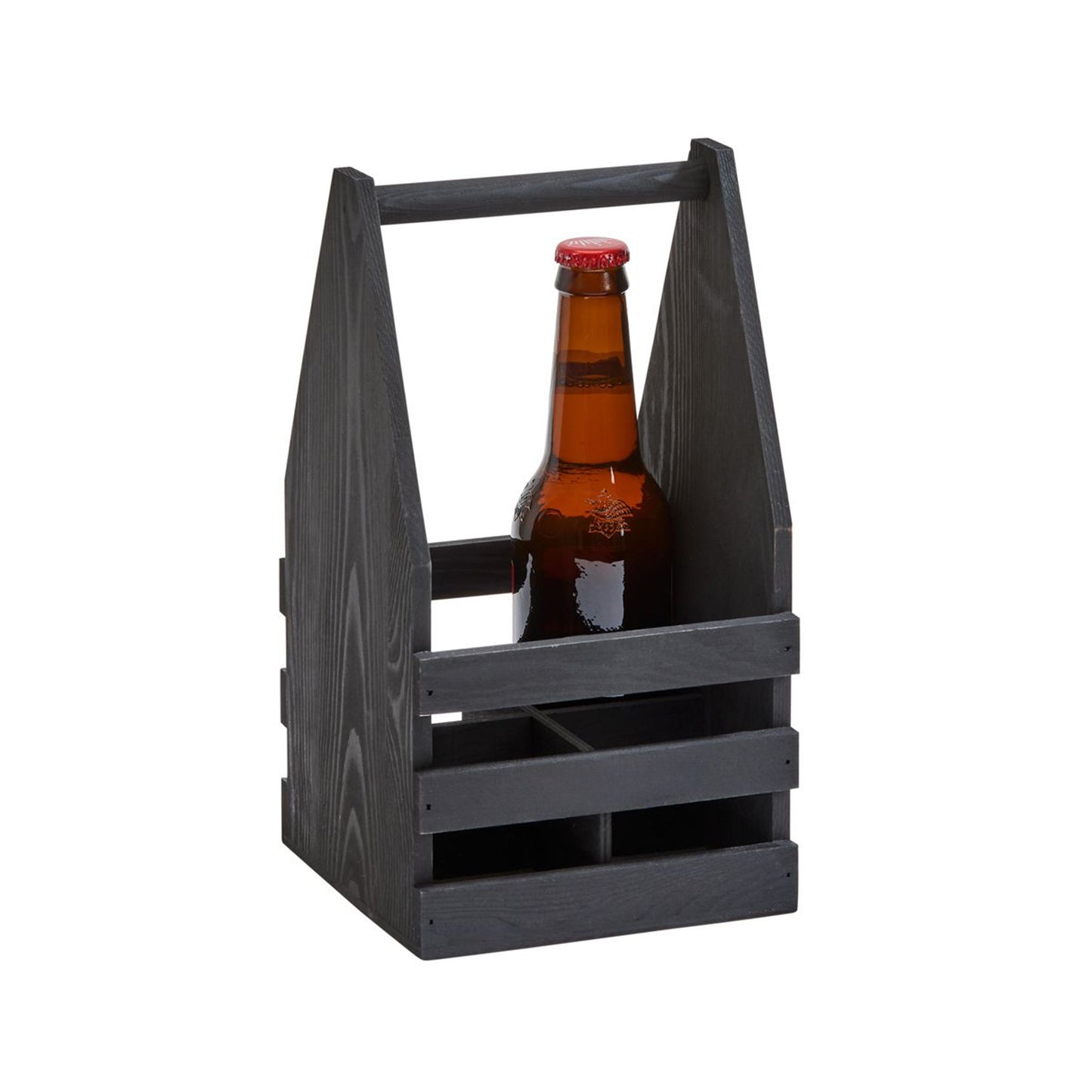 Black Wood 4 Bottle Beverage Caddy