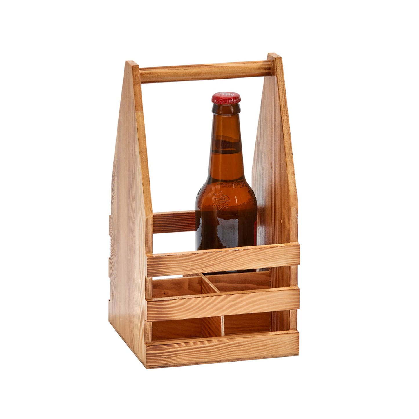 Light Wood 4 Bottle Beverage Caddy