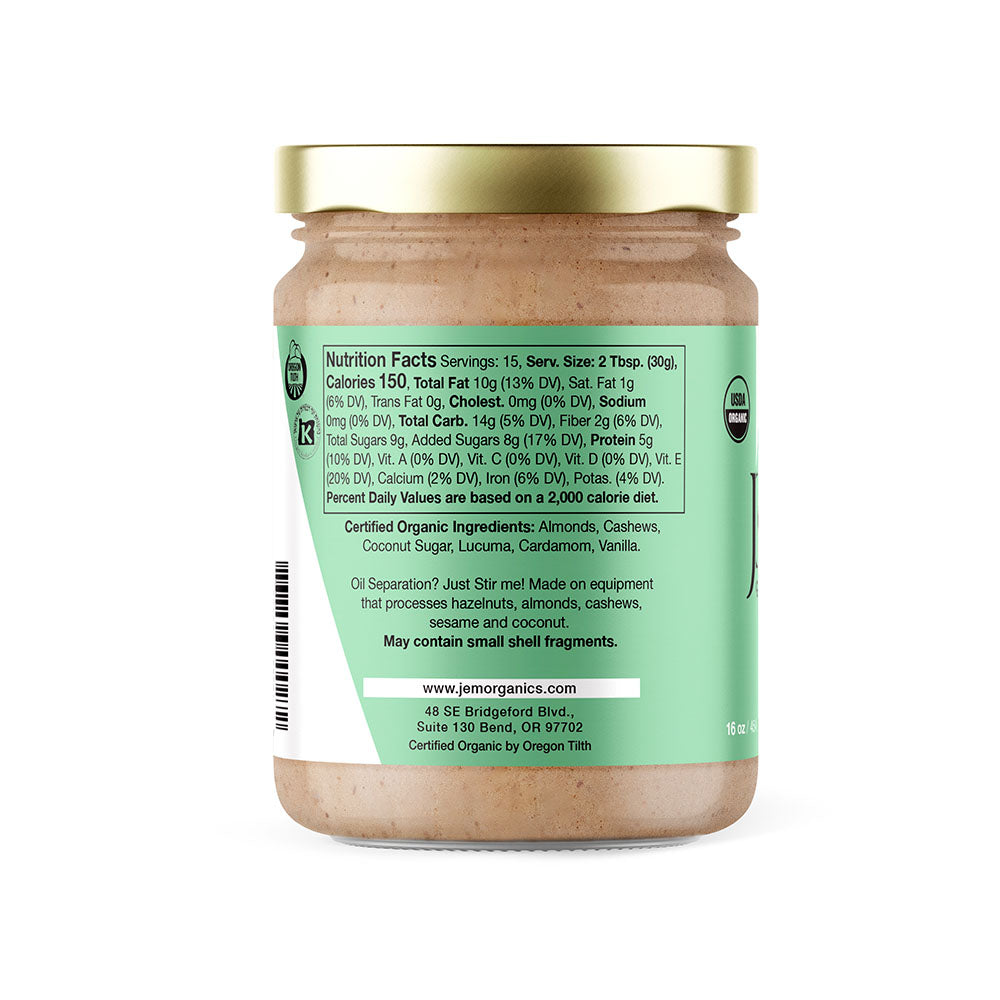 JEM Organics Cashew Cardamom Almond Butter - Large 6 Pack