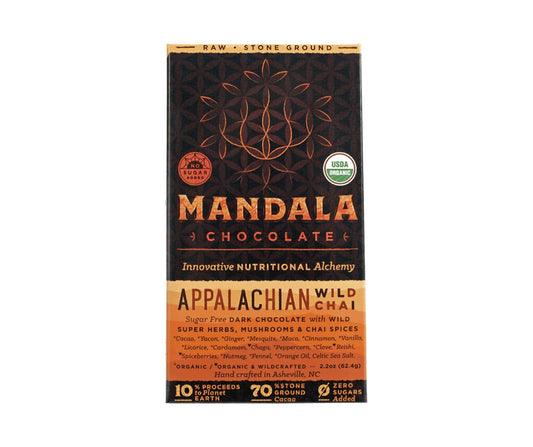 Organic Raw 70% Cacao Appalachian Wild Chai Chocolate Bar - 6 x 2.2oz