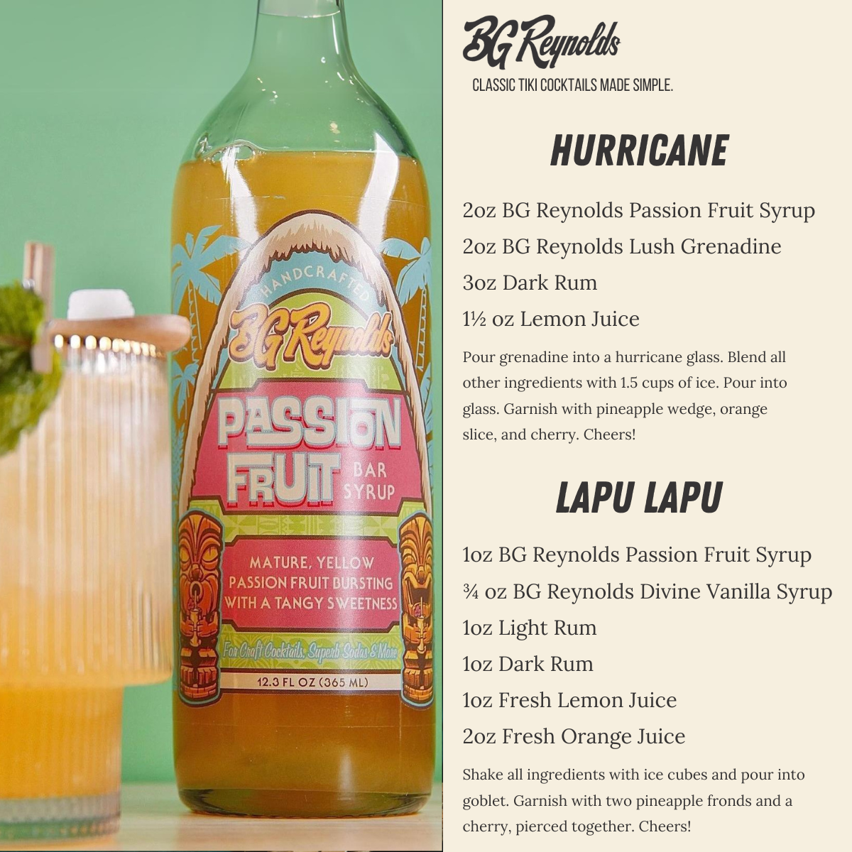 Passion Fruit Tropical Cocktail Syrup