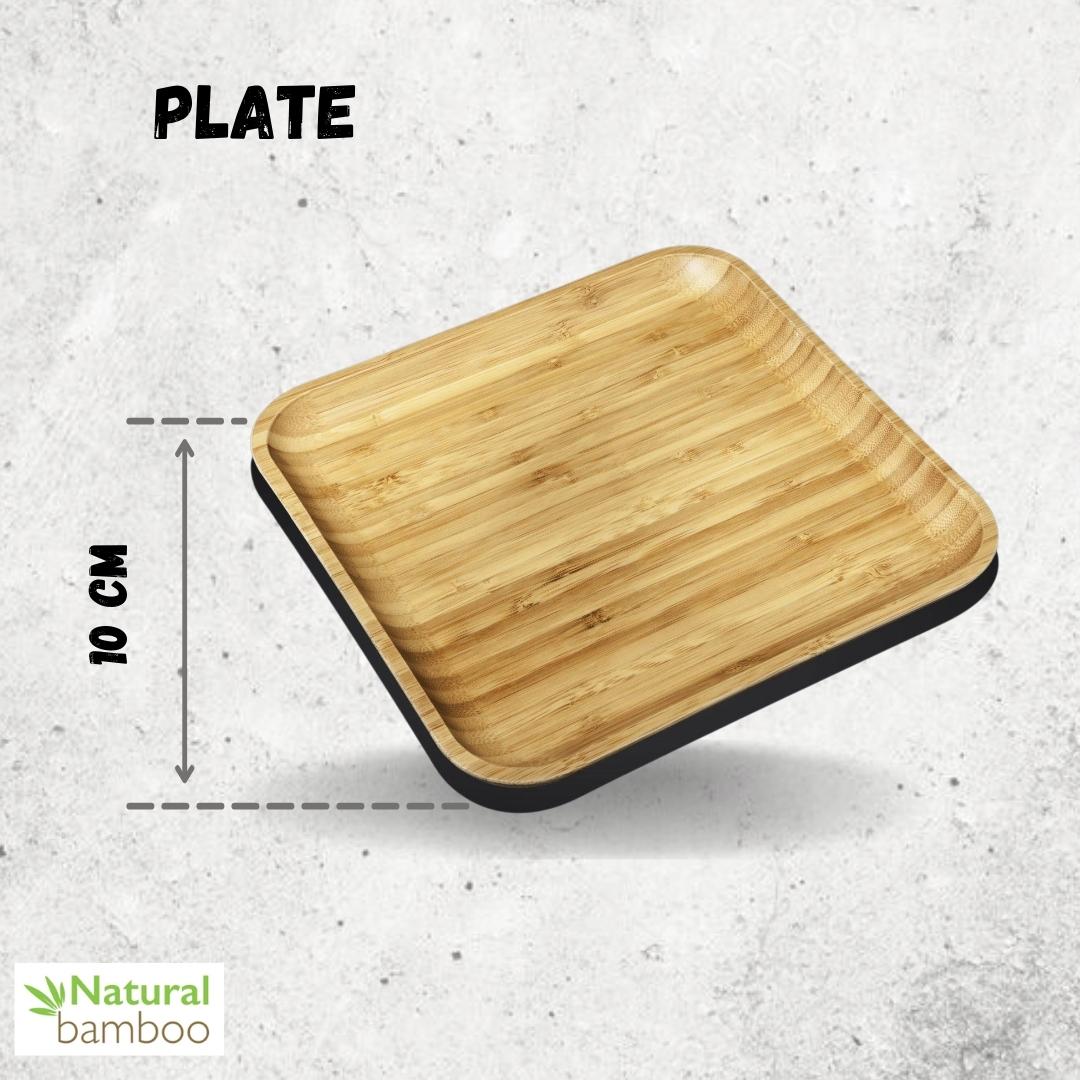 Bamboo Square Plate 4" inchX 4" inch -9