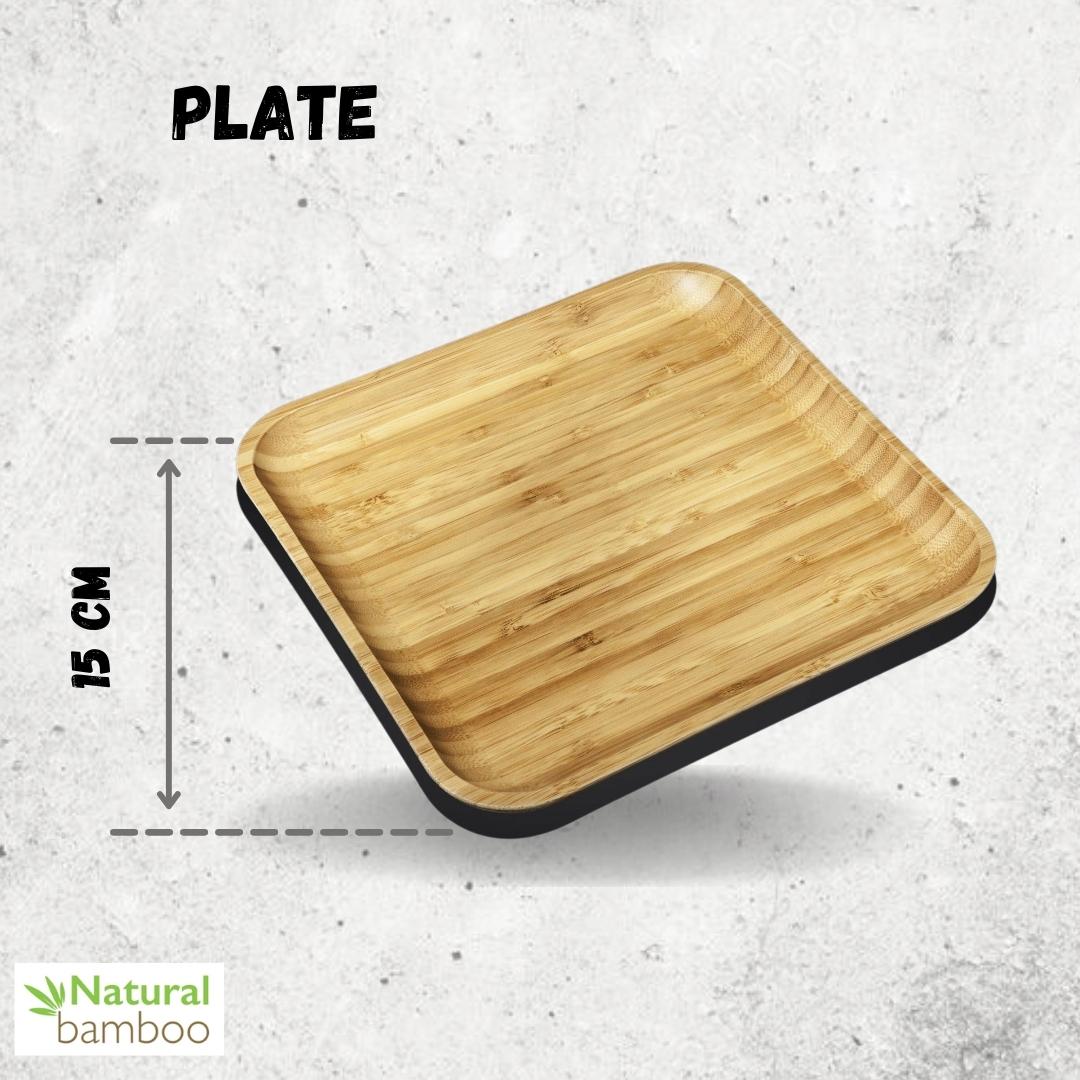 Bamboo Square Plate 6" inch X 6" inch |For Appetizers-10