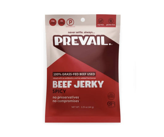 Prevail Jerky Spicy Beef Jerky, 100% Grass Fed - 8 Bags
