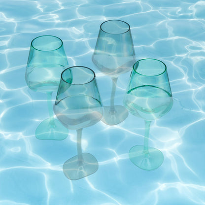 Muted Green Floating Wine Glasses - Set of 2