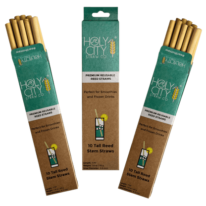 Holy City Straw Tall Reusable Reed Straw Bundle - 3 Pack