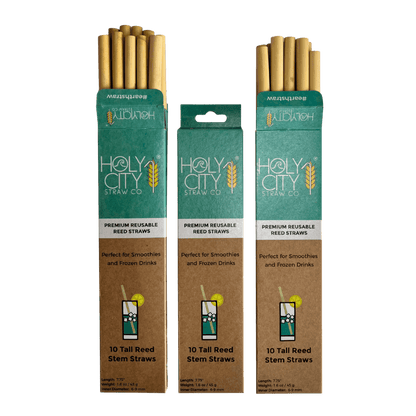 Holy City Straw Tall Reusable Reed Straw Bundle - 3 Pack