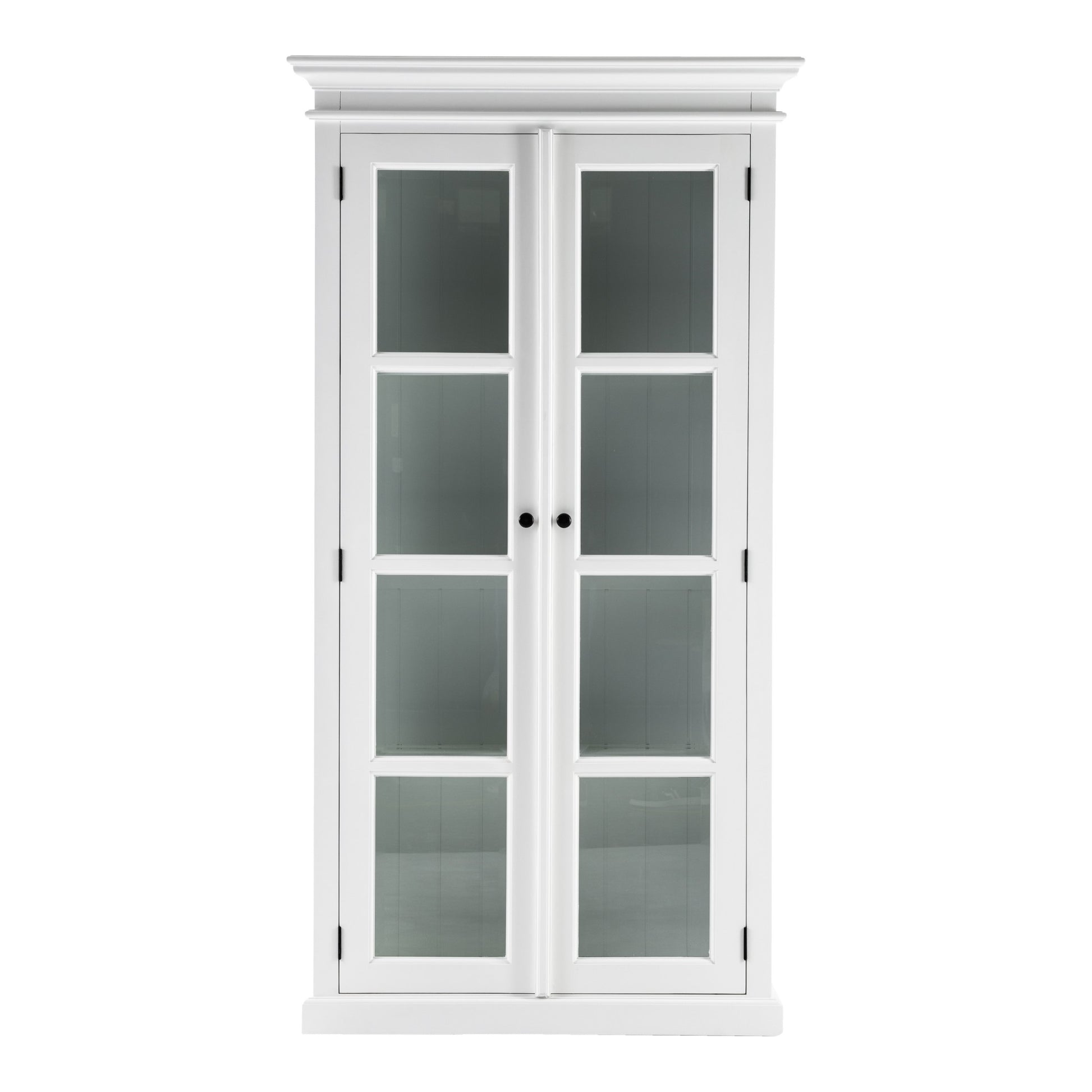 Classic White and Glass Double Door Storage Cabinet-0