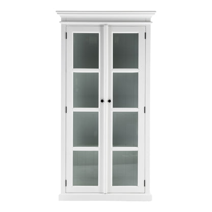 Classic White and Glass Double Door Storage Cabinet-0